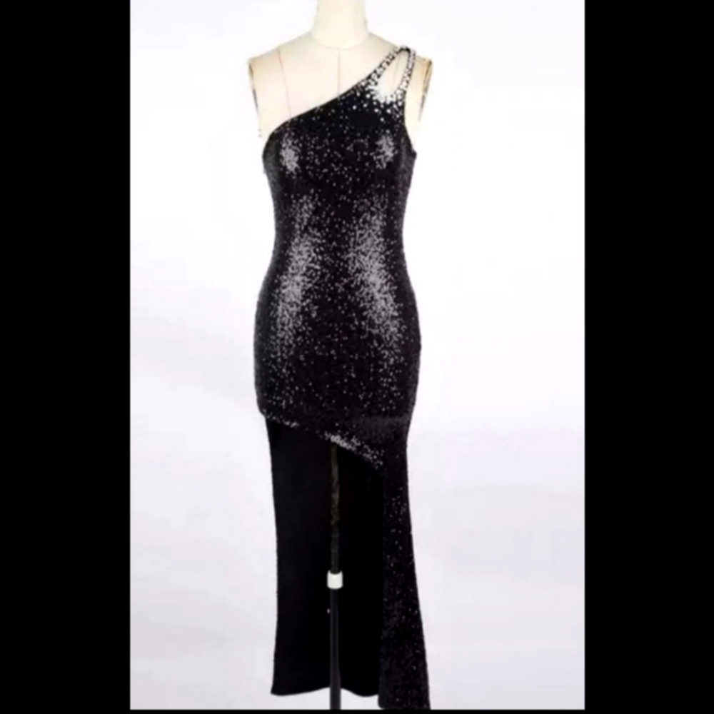 Sequin hi-low maxi
